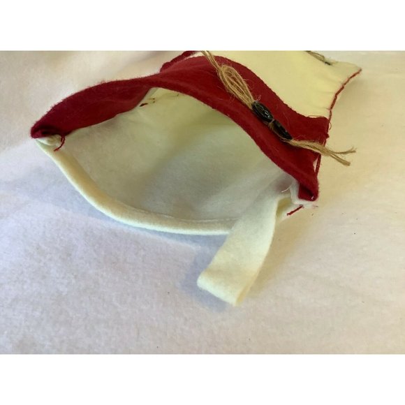 Felt Red and White Christmas Stocking w/Hearts and Trees - Picture 7 of 8